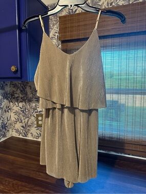 Rolla Coster Champagne Gold Metallic Pleated Romper Size L